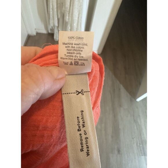 J Crew Strapless Dress Cotton Gauze Orange Large L Sundress Summer Party Maxi - Picture 4 of 5